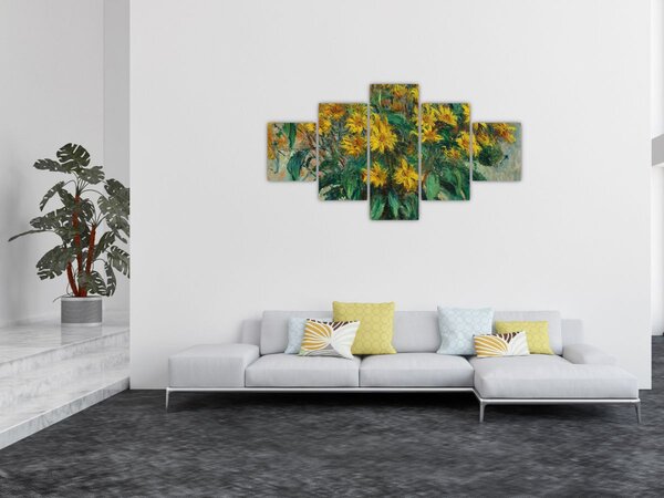 Obraz - Claude Monet, Jerusalem Artichoke Flowers, reprodukcje (125x70 cm)