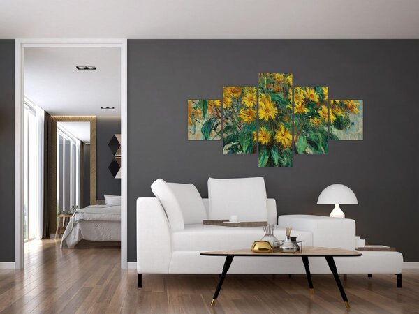 Obraz - Claude Monet, Jerusalem Artichoke Flowers, reprodukcje (125x70 cm)