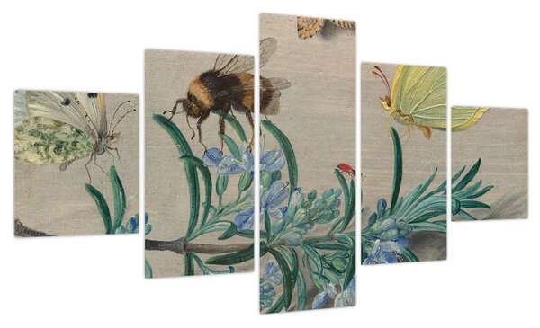 Obraz - Jan van Kessel the Elder, Insects and a Sprig of Rosemary, reprodukcje (125x70 cm)