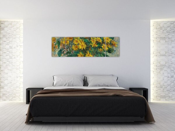 Obraz - Claude Monet, Jerusalem Artichoke Flowers, reprodukcje (170x50 cm)