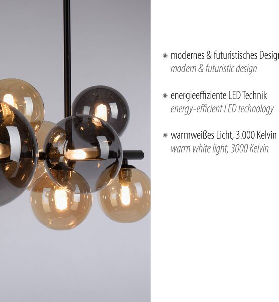 Paul Neuhaus Lampa sufitowa Popsicle, czarny, salon / jadalnia, metal, nowoczesny