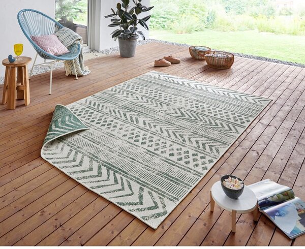 Zielono-kremowy dywan odpowiedni na zewnątrz NORTHRUGS Biri, 80x150 cm