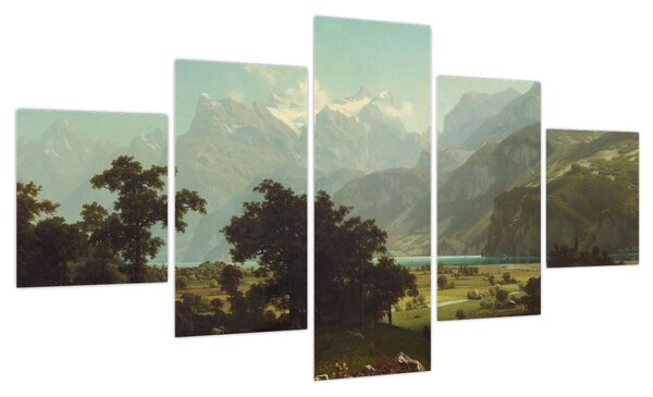 Obraz - Albert Bierstadt, Lake Lucerne, reprodukcje (125x70 cm)
