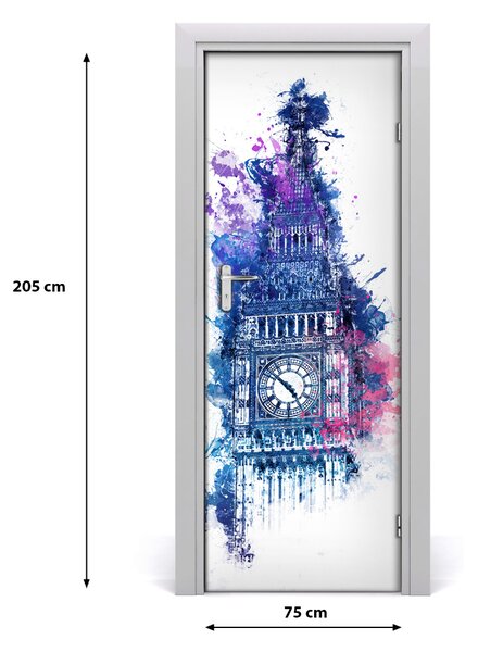 Naklejka samoprzylepna na drzwi Kolorowy Big Ben