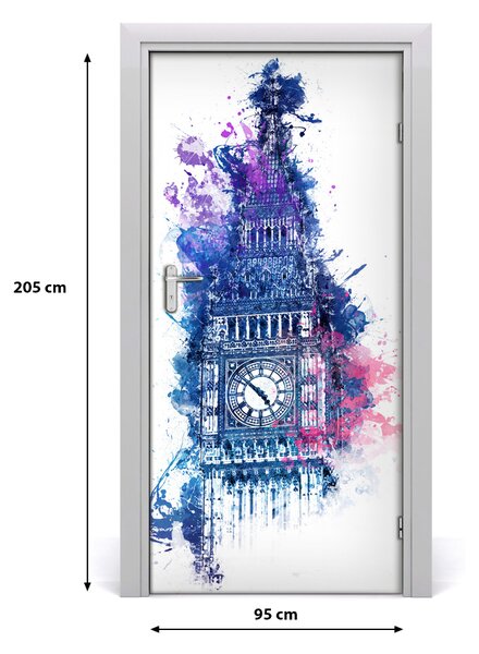 Naklejka samoprzylepna na drzwi Kolorowy Big Ben