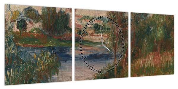 Obraz - Auguste Renoir, Landscape at Vetheuil, reprodukcje (z zegarem) (90x30 cm)