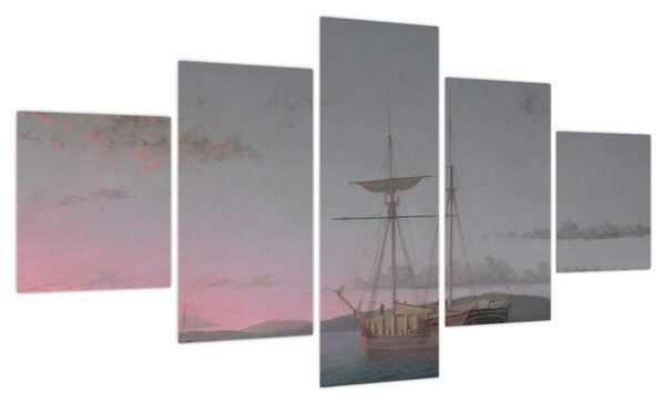 Obraz - Fitz Henry Lane, Lumber Schooners at Evening on Penobscot Bay, reprodukcje (125x70 cm)