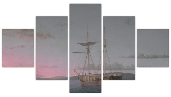 Obraz - Fitz Henry Lane, Lumber Schooners at Evening on Penobscot Bay, reprodukcje (125x70 cm)