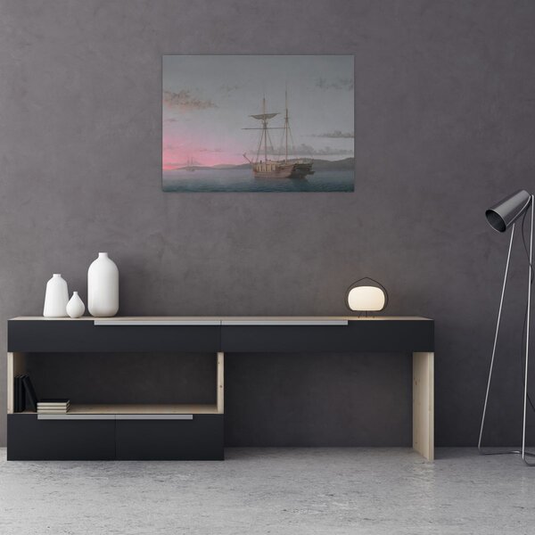 Obraz - Fitz Henry Lane, Lumber Schooners at Evening on Penobscot Bay, reprodukcje (70x50 cm)