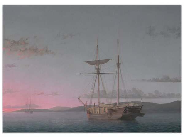Obraz - Fitz Henry Lane, Lumber Schooners at Evening on Penobscot Bay, reprodukcje (70x50 cm)