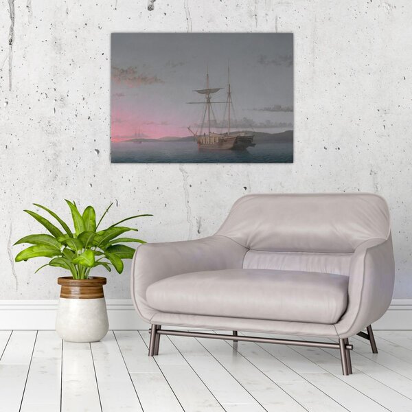 Obraz - Fitz Henry Lane, Lumber Schooners at Evening on Penobscot Bay, reprodukcje (70x50 cm)