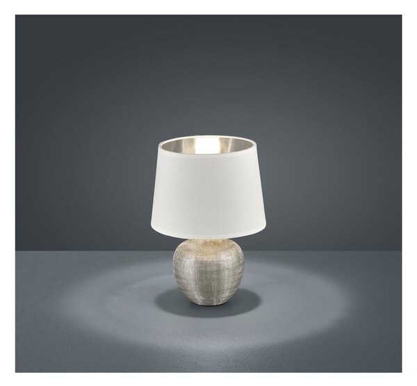 Biała lampa stołowa z ceramiki i tkaniny Reality Luxor, wys. 26 cm