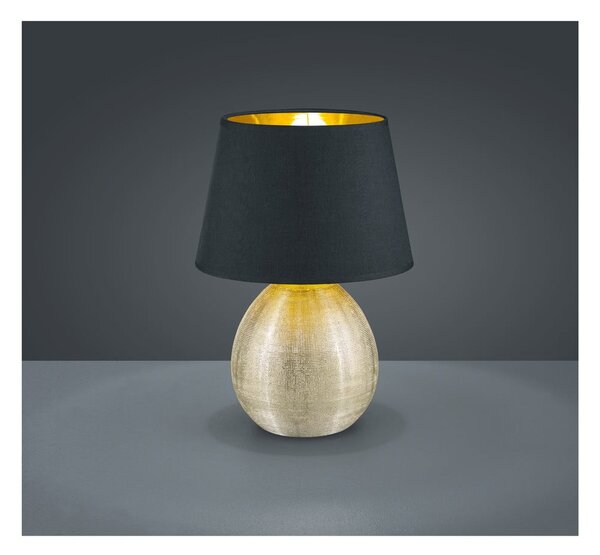 Czarna lampa stołowa z ceramiki i tkaniny Reality Luxor, wys. 35 cm