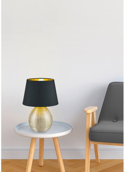 Czarna lampa stołowa z ceramiki i tkaniny Reality Luxor, wys. 35 cm