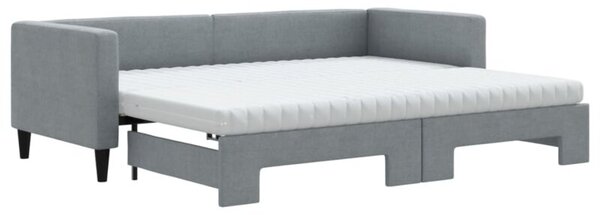 Sofa rozsuwana z materacami, jasnoszara, 80x200 cm, tkanina