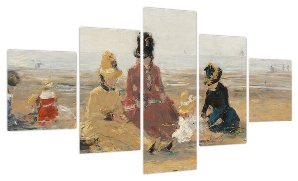 Obraz - Eugène Boudin, On the Beach, Trouville, reprodukcje (125x70 cm)