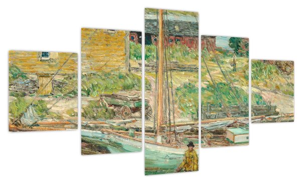 Obraz - Childe Hassam, Oyster Sloop, Cos Cob, reprodukcje (125x70 cm)