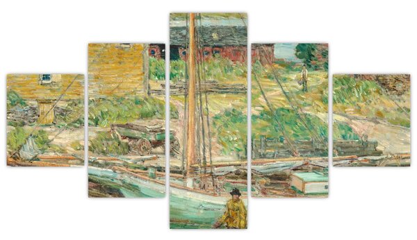 Obraz - Childe Hassam, Oyster Sloop, Cos Cob, reprodukcje (125x70 cm)