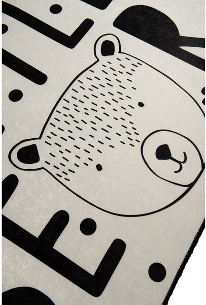 Czarno-biały antypoślizgowy dywan dziecięcy Conceptum Hypnose Little Bear, 100x160 cm
