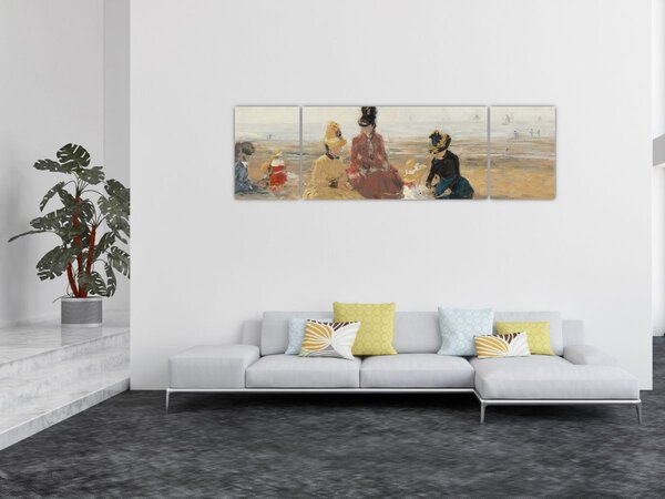 Obraz - Eugène Boudin, On the Beach, Trouville, reprodukcje (170x50 cm)