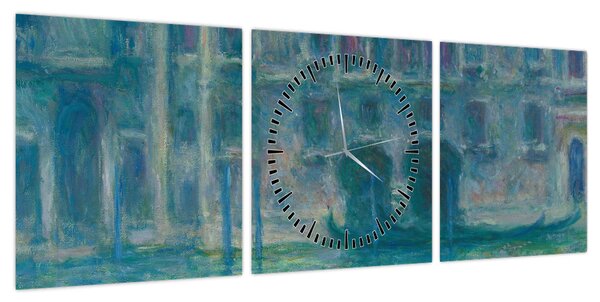 Obraz - Claude Monet, Palazzo da Mula, Venice, reprodukcje (z zegarem) (90x30 cm)