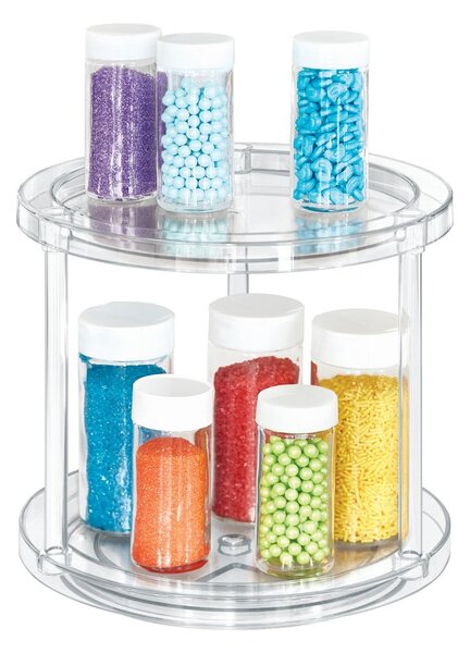 Okrągły obrotowy dwupoziomowy stojak na pojemniki iDesign The Home Edit, ⌀ 24,1 cm
