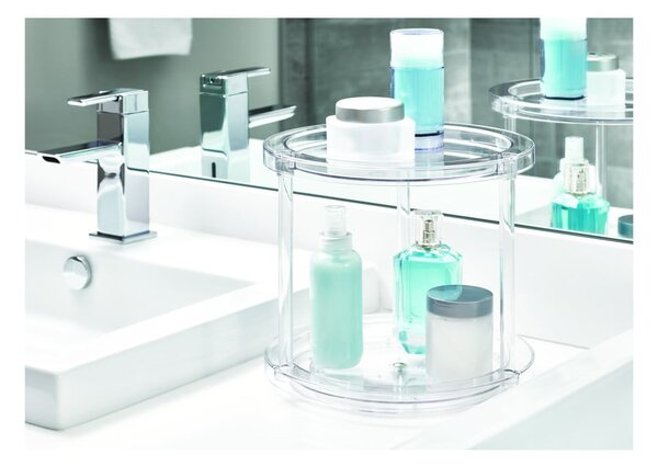 Okrągły obrotowy dwupoziomowy stojak na pojemniki iDesign The Home Edit, ⌀ 24,1 cm