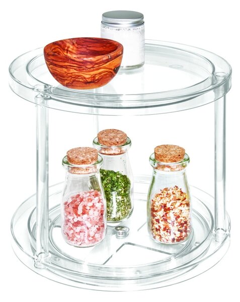 Okrągły obrotowy dwupoziomowy stojak na pojemniki iDesign The Home Edit, ⌀ 24,1 cm