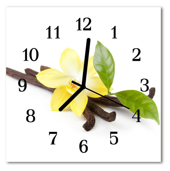 Zegar szklany kwadratowy Wanilia kwiaty