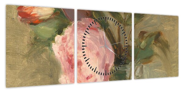 Obraz - Berthe Morisot, Peonies, reprodukcje (z zegarem) (90x30 cm)