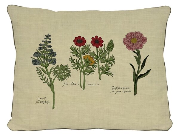 Beżowa poduszka z motywem kwiatów Surdic Botanic, 50x35 cm