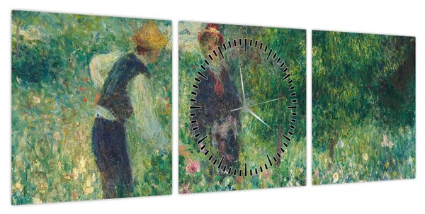 Obraz - Auguste Renoir, Picking Flowers, reprodukcje (z zegarem) (90x30 cm)