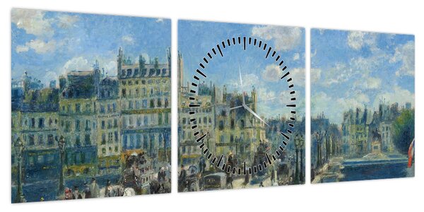 Obraz - Auguste Renoir, Pont Neuf, Paris, reprodukcje (z zegarem) (90x30 cm)