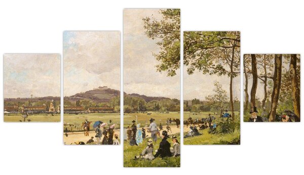 Obraz - French 19th Century, Race Course at Longchamps, reprodukcje (125x70 cm)