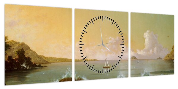 Obraz - Martin Johnson Heade, Rio de Janeiro Bay, reprodukcje (z zegarem) (90x30 cm)