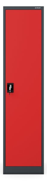 Szafa na akta kartotekowa na klucz antracytowo-czerwona: ALEX 450 x 1850 x 400 mm
