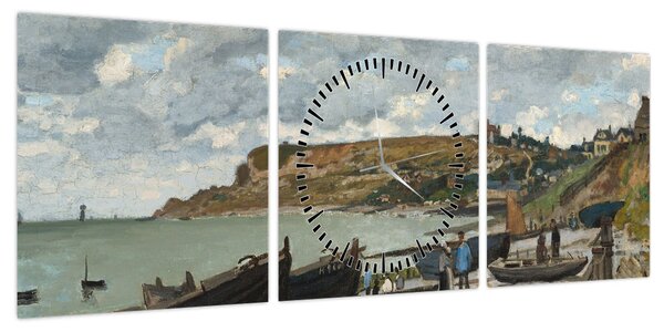Obraz - Claude Monet, Sainte Adresse, reprodukcje (z zegarem) (90x30 cm)