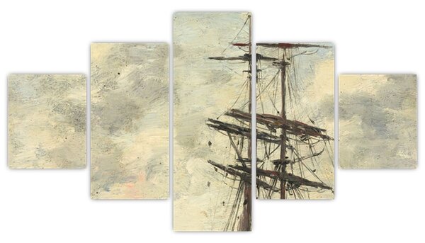 Obraz - Eugène Boudin, Ship on the Touques, reprodukcje (125x70 cm)