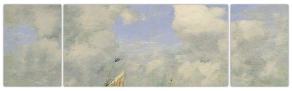 Obraz - Eugène Boudin, Ships and Sailing Boats Leaving Le Havre, reprodukcje (170x50 cm)