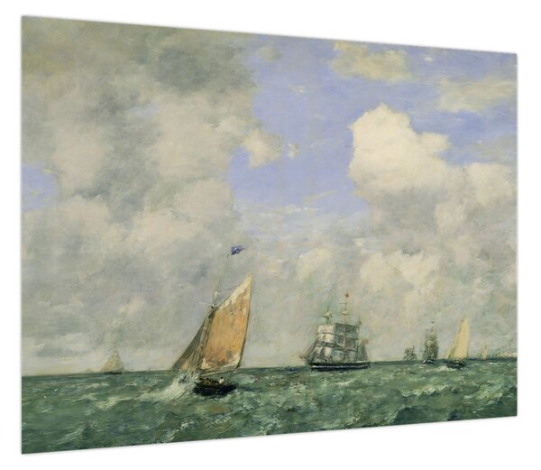 Obraz - Eugène Boudin, Ships and Sailing Boats Leaving Le Havre, reprodukcje (70x50 cm)