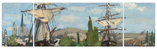 Obraz - Claude Monet, Ships Riding on the Seine at Rouen, reprodukcje (170x50 cm)