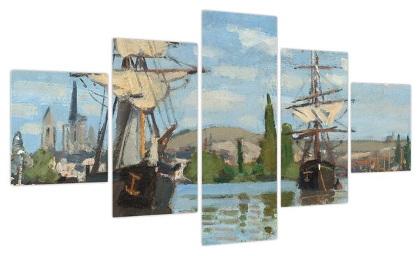 Obraz - Claude Monet, Ships Riding on the Seine at Rouen, reprodukcje (125x70 cm)