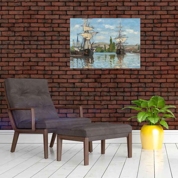 Obraz - Claude Monet, Ships Riding on the Seine at Rouen, reprodukcje (70x50 cm)