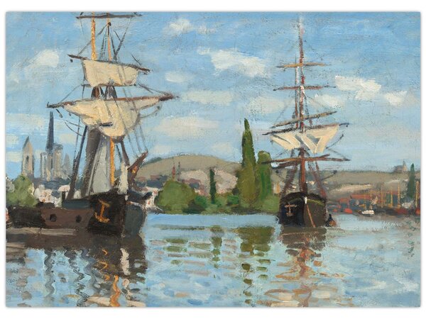 Obraz - Claude Monet, Ships Riding on the Seine at Rouen, reprodukcje (70x50 cm)