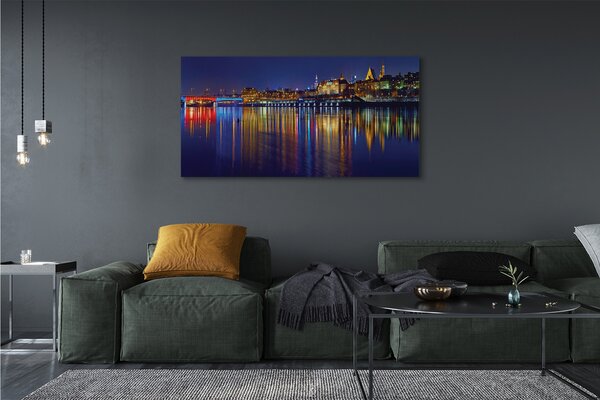Obraz canvas na ścianę Nocny Most nad Wisłą