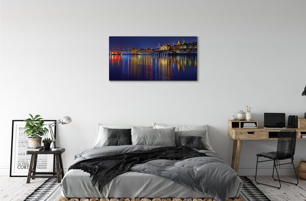 Obraz canvas na ścianę Nocny Most nad Wisłą