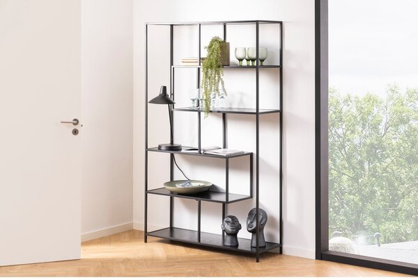 Czarny regał w dekorze jesionu 114x185 cm Seaford – Actona