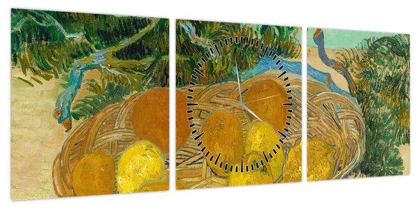 Obraz - Vincent van Gogh, Still Life of Oranges and Lemons with Blue Gloves, reprodukcje (z zegarem) (90x30 cm)