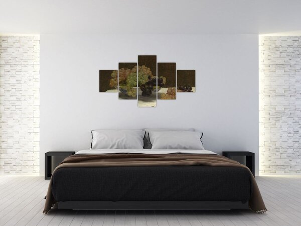 Obraz - Henri Fantin-Latour, Still Life with Grapes and a Carnation, reprodukcje (125x70 cm)