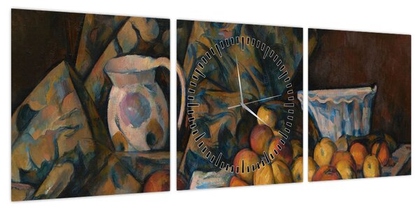 Obraz - Paul Cézanne, Still Life with Apples and Peaches, reprodukcje (z zegarem) (90x30 cm)